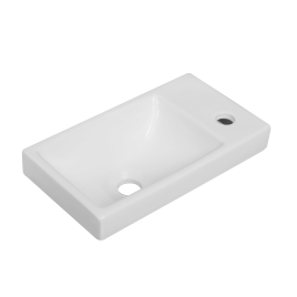 N7091B Раковина накладная 42см отверстие слева белая OLIVEEKA