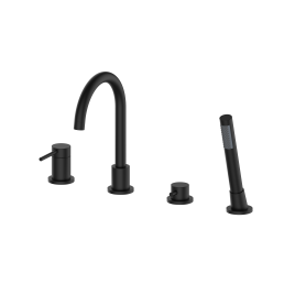 OL-669017-MB Y-LINE Смеситель для ванны с душевым гарнитуром черный матовый OLIVEEKA