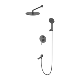 OL-939017-BGM Y-LINE Комплект встраиваемой  душевой системы на 3 потребителя оружейный металл OLIVEEKA