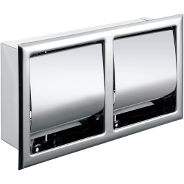 104112435 HOTEL Двойной держатель туалетной бумаги встраиваемый с крышкой сталь шлифованная BEMETA