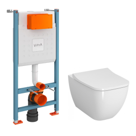 9855B003-7207 Комплект унитаза с инсталляцией Vitra Shift с сиденьем микролифт (БЕЗ ПАНЕЛИ СМЫВА)