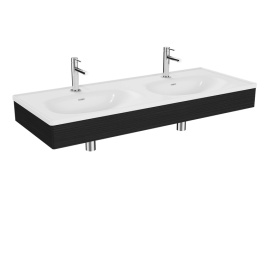 64094 Equal Модуль с двойной раковиной 130см (с отв.) цвет белый/черный дуб VITRA