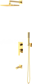 AS3370 Встраиваемый смеситель Ciera с душевой лейкой и головным душем, золото TESKA
