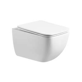 OL-1216 Унитаз подвесной безободковый Tornado с сиденьем микролифт белый OLIVEEKA