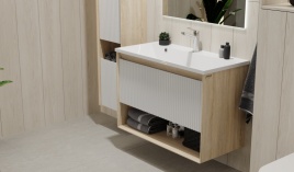 Toss.01.90/P/SS-W/JR Тумба Tossony 90 подвесная Сонома светлая/Белый белый JORNO