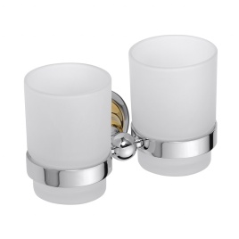 144210028 RETRO Двойной держатель зубных щеток золото/хром BEMETA