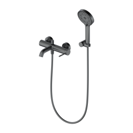 OL-639017-BGM Y-LINE Смеситель для ванны с душевым гарнитуром оружейный металл OLIVEEKA