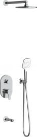 AS3400 Встраиваемый смеситель Amos с изливом, душевой лейкой и головным душем, хром TESKA