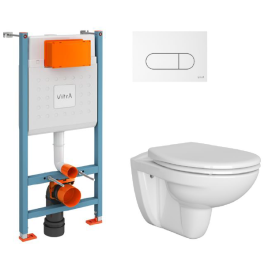 9773B003-7207 Комплект унитаза с инсталляцией Vitra Normus с сиденьем термопласт с микролифтом и клавишей смыва Белый