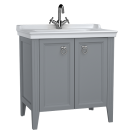 62154 Valarte тумба 80 см с раковиной с дверцами цвет серый матовый VITRA