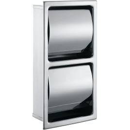 104112445 HOTEL Двойной держатель туалетной бумаги встраиваемый с крышкой сталь шлифованная BEMETA