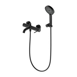 OL-639017-MB Y-LINE Смеситель для ванны с душевым гарнитуром черный матовый OLIVEEKA