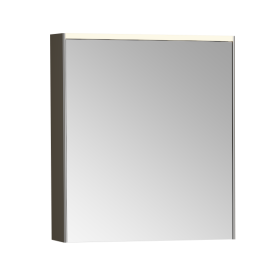 66909 Зеркало-шкаф 60 см с подсветкой и розеткой левый антрацит VITRA