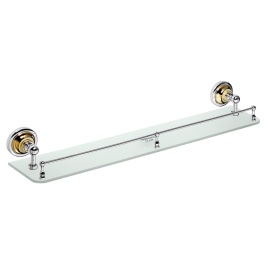 144202268 RETRO Полочка стеклянная 600 мм золото/хром BEMETA