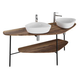 64043 Plural Столешница-консоль 160 см под 2 раковины цвет американский орех VITRA