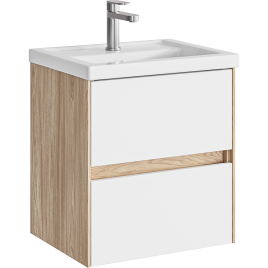 KN0105PG Подвесная тумба с двумя ящиками 50 см Цвет Белый глянцевый AQWELLA