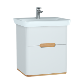 60822 Sento Тумба с раковиной с 2 ящиками 65 см с LED подсветкой цвет матовый белый VITRA