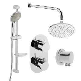 458657 AQUAHEAT Набор встроенной душевой системы на 2 потребителя с термостатом хром VITRA