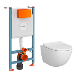 9830B003-7211 Комплект унитаза с инсталляцией Vitra Sento Rim-Ex с сиденьем микролифт (БЕЗ ПАНЕЛИ СМЫВА)