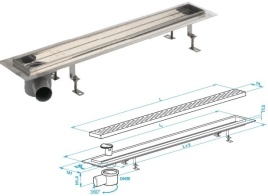 SZK0600 Дренажный канал KLASIK для пола, 600 мм БЕЗ РЕШЕТКИ