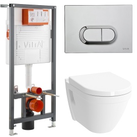 9003B003-7201 Комплект унитаза с инсталляцией Vitra S50 с сиденьем микролифт и кнопкой смыва Хром