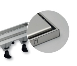 SZE5751 Пластиковый сливной канал с решеткой и рамкой из нержавеющей стали ПОД ПЛИТКУ, L = 755 мм, сухой затвор