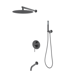 OL-88939017-BGM Y-LINE Комплект встраиваемой душевой системы на 3 потребителя оружейный металл OLIVEEKA
