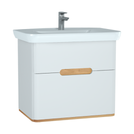 60824 Sento Тумба с раковиной с 2 ящиками 80 см с LED подсветкой цвет матовый белый VITRA