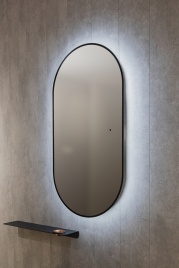 BlgBl.02.550x1050/W/JR Зеркало БОЛОНЬЯ 55x105 с бесконтактной подсветкой черное матовое JORNO