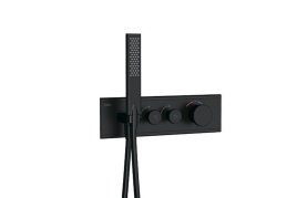 SH2008 SHINE Термостат на 2 потребителя с ручным душем (внешняя часть), черная TESKA