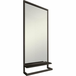 Ste.02.50/Pld/B Зеркало Steal 50 с полкой и держателем черный матовый JORNO