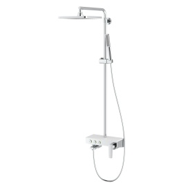 NG3501C Душевая стойка Niagara со смесителем и изливом, хром/белое стекло TESKA