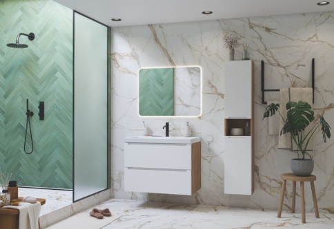 D60BD Тумба под раковину/столешницу Дион 60 Белый мат/Дуб фото 4