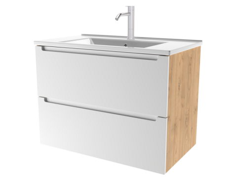 D60BD Тумба под раковину/столешницу Дион 60 Белый мат/Дуб фото 1