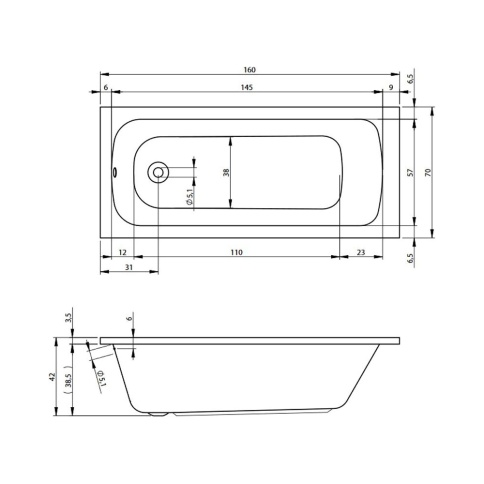B042001005 MILANО Ванна 160x70 RIHO фото 2