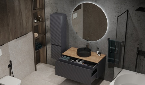 *Coss.01.100/P/A-DZ/JR Тумба Cossety 100 подвесная Антрацит/Дуб Крафт золотой антрацит JORNO фото 3