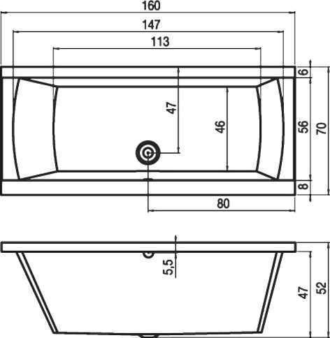 B024001005 JULIA 160 Ванна 160x70 RIHO фото 2