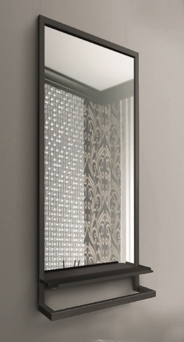 Ste.02.50/Pld/B Зеркало Steal 50 с полкой и держателем черный матовый JORNO фото 2