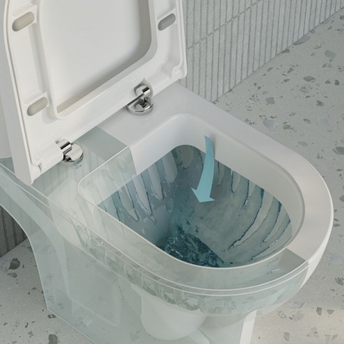 9012B003-7209 Zentrum Напольный ободковый унитаз Open-back с бачком и сиденьем микролифт фото 3