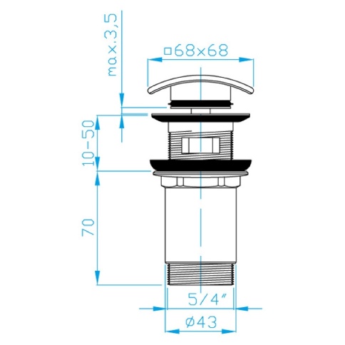 EUVCR05 Выпуск Click-Clack для раковины с переливом (латунь) хром PLASTBRNO фото 2