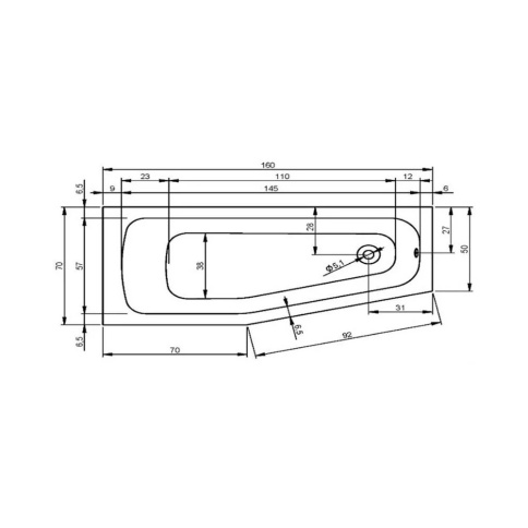 B045001005 AMALFI RIGHT Ванна 160x70 RIHO фото 3