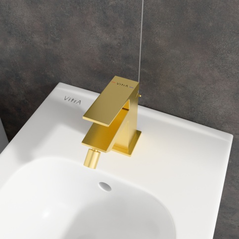A4372625EXP Minimax Square Смеситель для биде золото брашированное VITRA фото 5