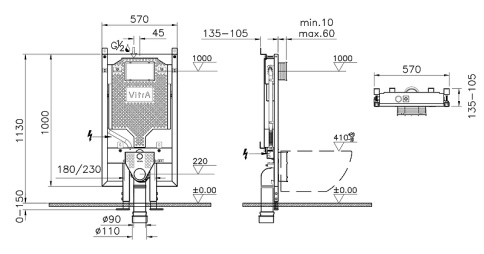 765-5800-01 VPro Cистема инсталляции для унитазов 3/6 л. Все крепежи в комплекте фото 3
