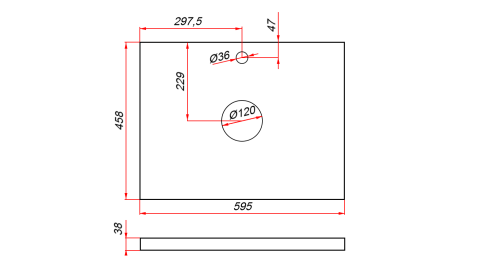 SPL60T Столешница 60см пластик HPL 38 Туя (1 вырез) фото 2