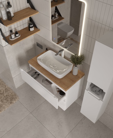 SPL80T Столешница 80см пластик HPL 38 Туя (1 вырез) фото 3