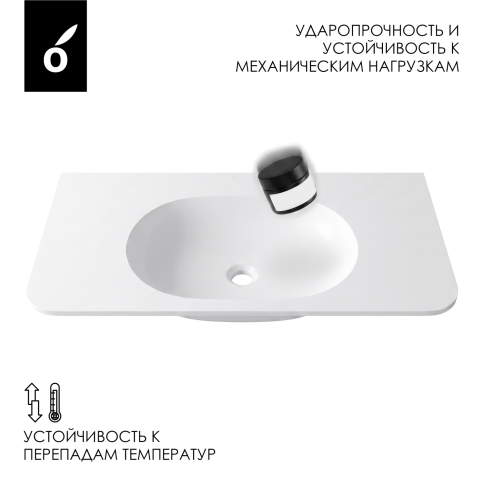 MA100W Раковина накладная Милу (Milu) 100см (без отв. под смеситель) белый матовый OLIVEEKA фото 5
