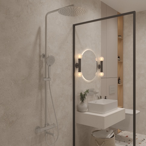 OL-739902-CR Y-LINE Душевая стойка с термостатом хром OLIVEEKA фото 2