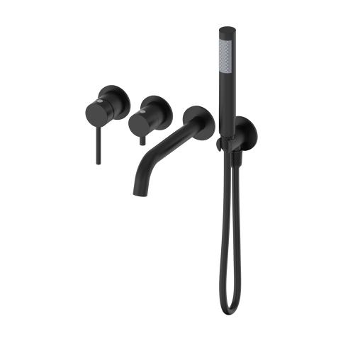 OL-889017-MB Y-LINE Смеситель для ванны с душевым гарнитуром черный матовый OLIVEEKA фото 1