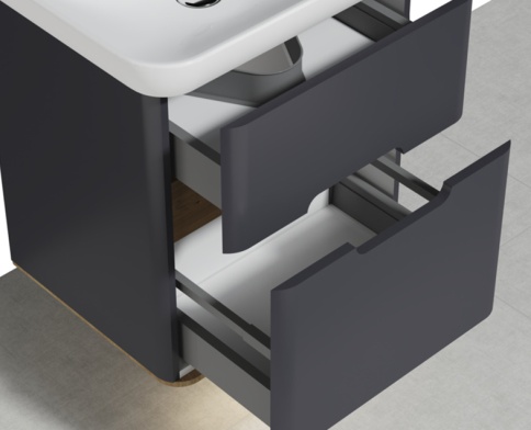 60834 Sento Тумба с раковиной с 2 ящиками 65 см с LED подсветкой цвет матовый антрацит VITRA фото 2