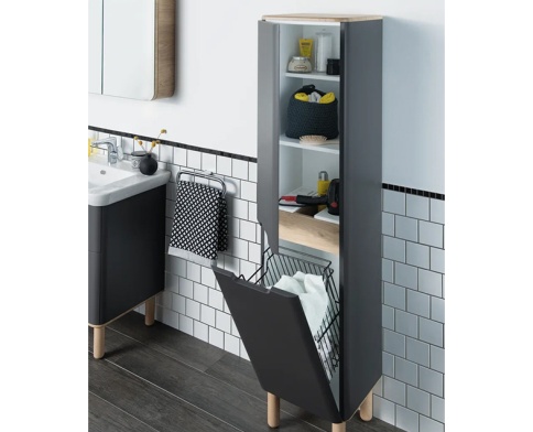 60856 Sentо Пенал с корзиной для белья 40 см цвет матовый антрацит левый  VITRA фото 2